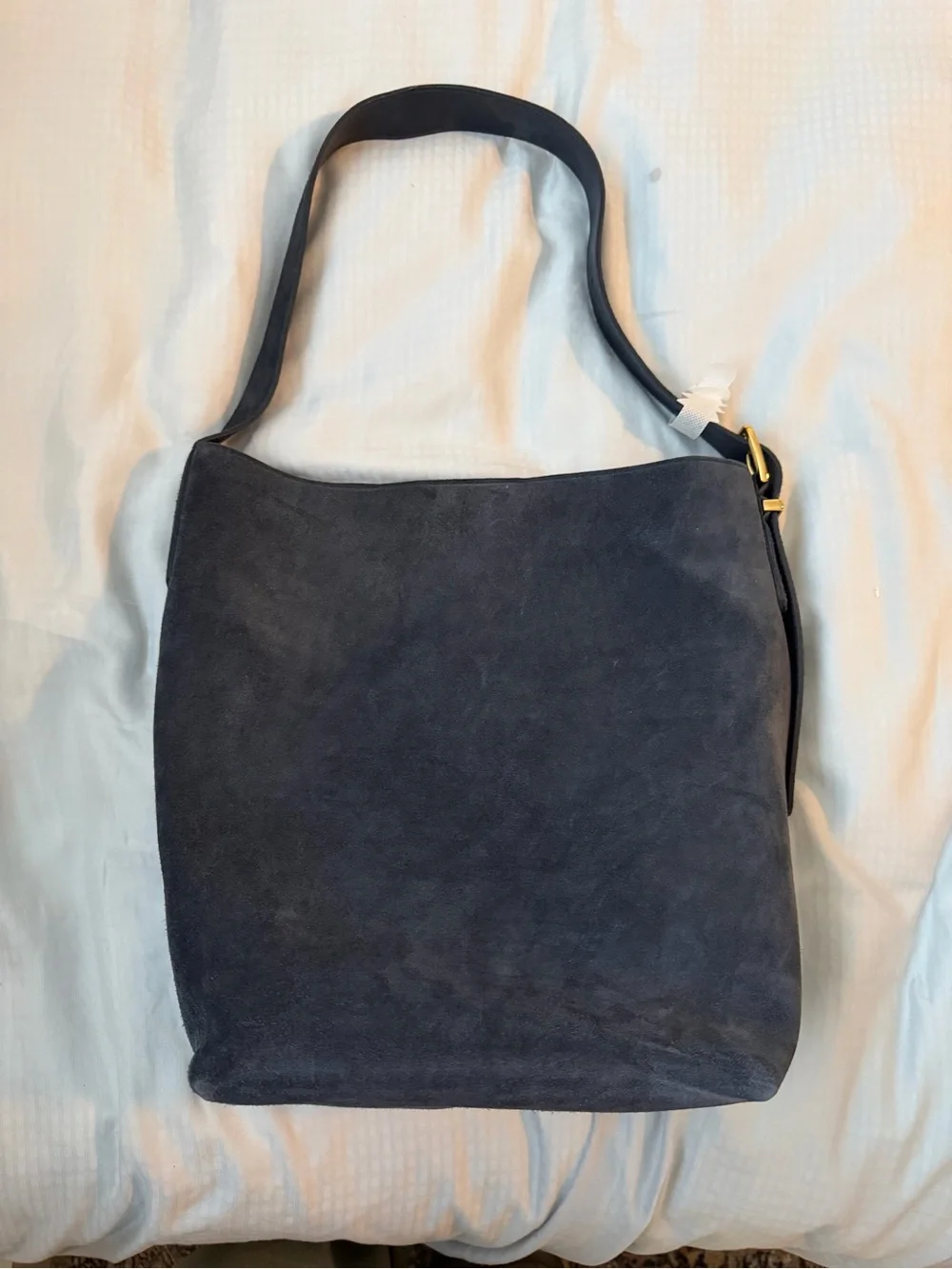 Madewell Classic Blue Suede Shoulder Tote - Bucket Bag, NWT